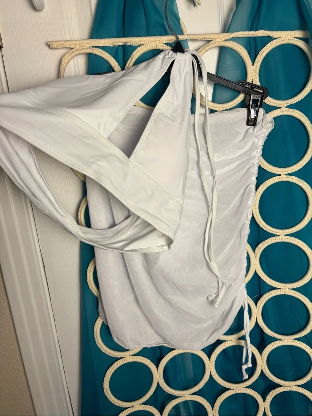 White Halter Bikini Top and Cover-Up Set Medium NWOT
